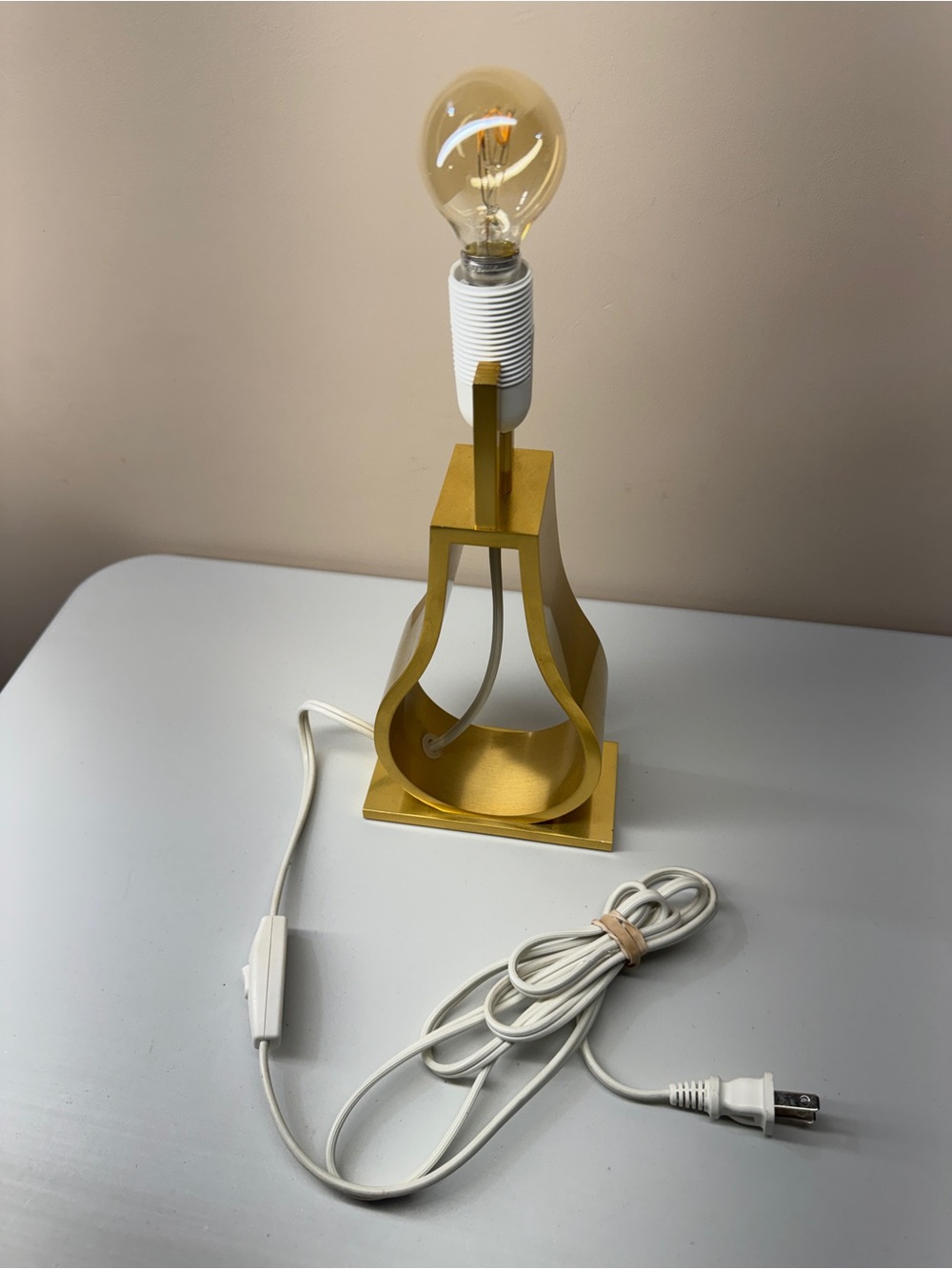 IKEA Klabb Gold Table Lamp No Shade Modern Aluminum On/ Off Switch